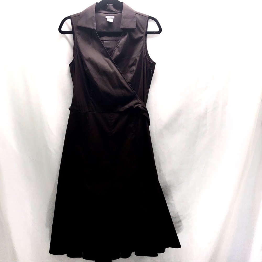 Ann Taylor size 6 faux wrap sleeveless black dress